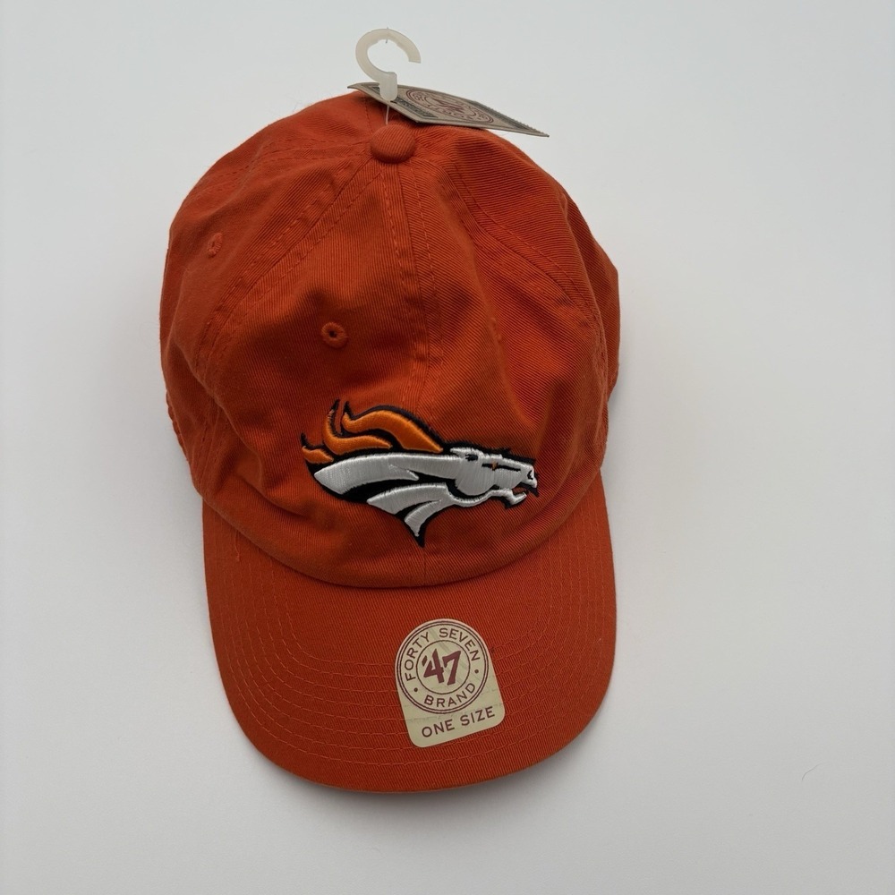 Denver Broncos '47 Brand Clean Up Hat Orange Adjustable Strapback NFL Cap NWT